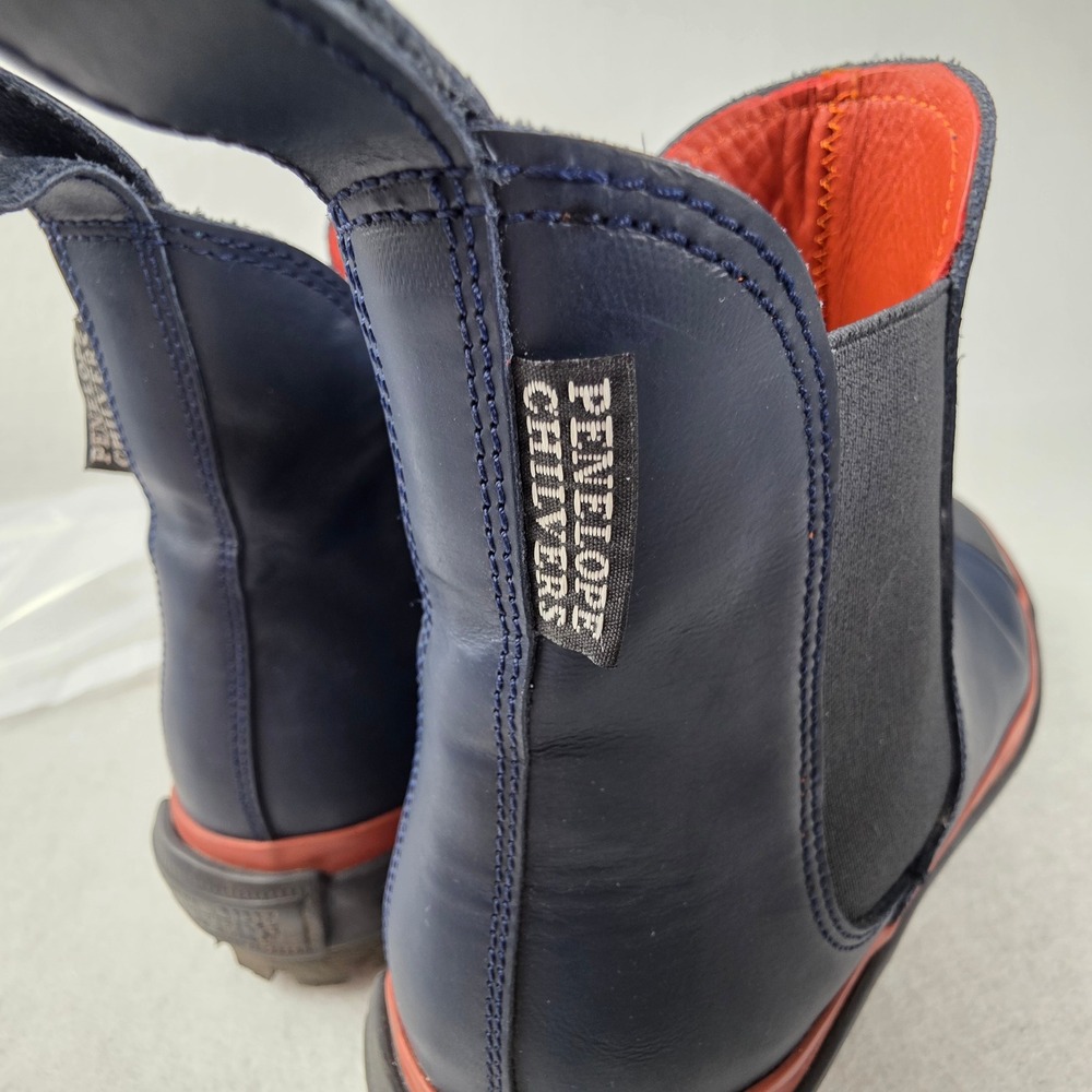 Penelope Chilvers Navy Leather Chelsea Boots Rubber Cap Toe Spain Size 39 US 8.5 - Picture 9 of 9